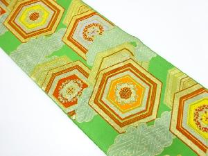 アンティーク　重ね亀甲に華紋織り出し袋帯（着用可）